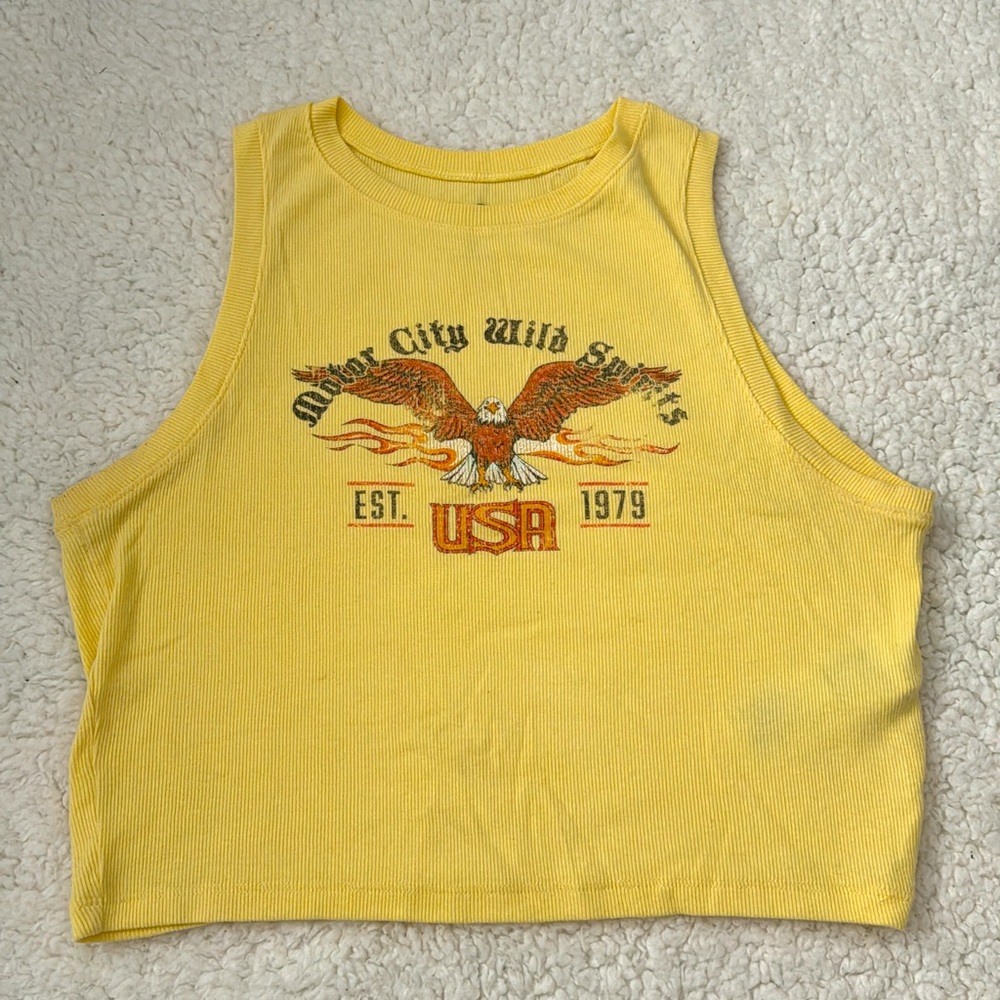 Yellow Hollister cropped tank top